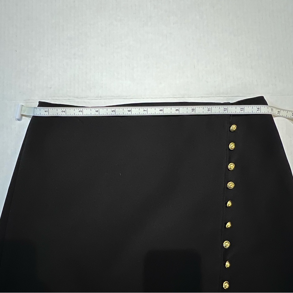 Talbots Black Pencil Skirt Gold Buttons Down The Front size 4 - Picture 4 of 10